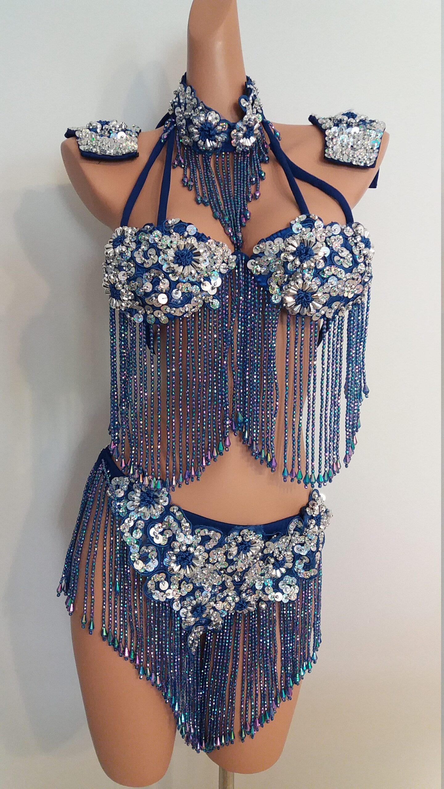 BLUE Sequin BIKINI-5 Piece Set Beads-Samba Costumes Carnival Show